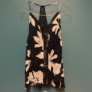 Luck Brand Floral print sheer tank ~ L
